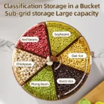 Home and Kitchen Clear Organization Plastic 6-Grid Dry Food Storage Containers 360° Rotating Rice Barrel Cereal Grain Dispensers - Image 3